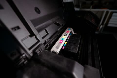 Inside an inkjet printer, around the print carriage