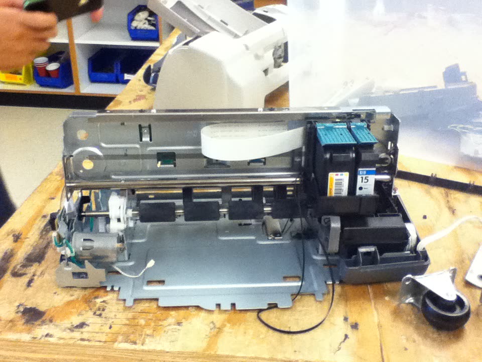 Paper rollers of inkjet printer stripped
