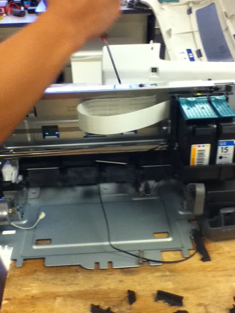 Inkjet printer side view, case open