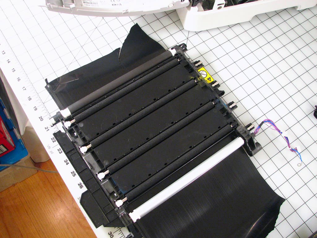 Transfer belt unit removed from an HP colour laser printer