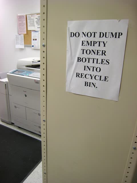 Empty toner bottles